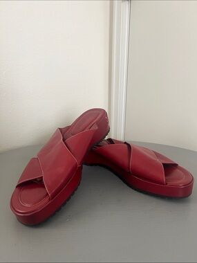 Chunky Cole Haan Women’s Red Platform Slide Sandals Size 8